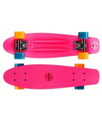 Скейтборд Nijdam Plastic Skateboard 22.5 Flipgrip-Board FOB Fuchsia-Fluorescent Orange-Blue