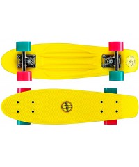 Скейтборд Nijdam Plastic Skateboard 22.5 Flipgrip-Board GBF Fluorescent Yellow-Blue-Fuchsia